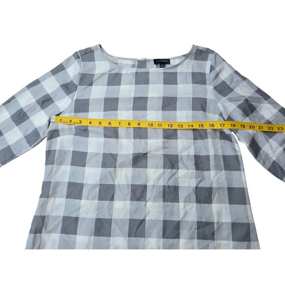 The Limited Gray & White Checkered 3/4 Sleeve Blouse Womens Medium Lightweight - Picture 4 of 5
